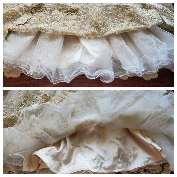 Modcloth | Lace Metallic Dress | Gold, Cream - Picture 7 of 9